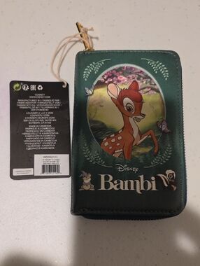 Disney Bambi Forest Green Faux Leather Zip Wallet